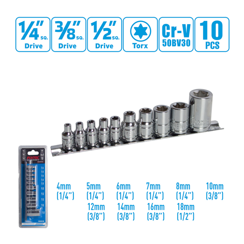 Набор торцевых головок CR-V E-torx, 10 шт.